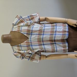 Madewell plaid ruffle top sz medium